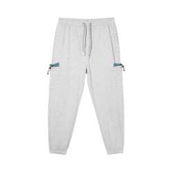 gxgjeans 针织束脚裤撞色休闲运动长裤子 浅灰色