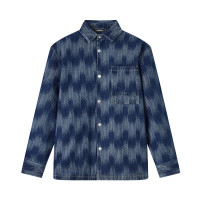gxgjeans 翻领提花工艺衬衣 蓝色