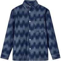 gxg.jeans男装牛仔衬衫 2024年秋季翻领提花工艺衬衣 蓝色 M (170)