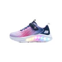 SKECHERS 斯凯奇 公主爱心闪灯鞋女童魔术贴休闲鞋中大童舒适运动鞋303721L 海军蓝色/多彩色/NVMT 27.5码