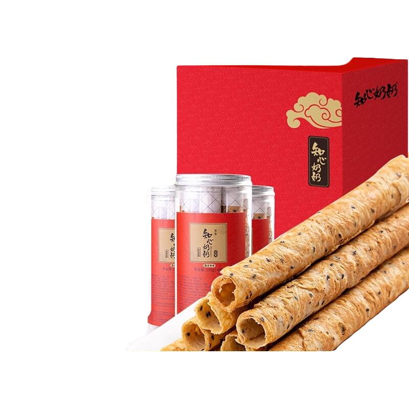 知心奶奶 无糖 芝麻味蛋卷礼盒390g