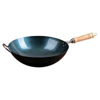 陳枝記铁锅家用炒菜锅熟铁锅无涂层物理不粘老式锻打圆底燃气灶 有耳 30cm 1.4厚单锅+锅盖