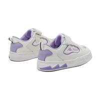Kappa Kids卡帕童鞋儿童运动鞋女童春季魔术贴板鞋小白鞋男童百搭板鞋 091-米白/紫 31 内长20.0适合脚长19.0 31码 内长20.0适合脚长19.0