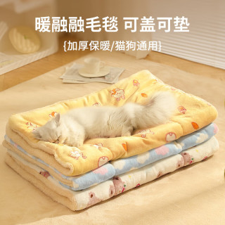 KimPets 四季通用狗窝猫窝冬季保暖垫子大中小型狗狗睡觉专用睡垫 宠物毛毯小熊款 M码:35*50cm