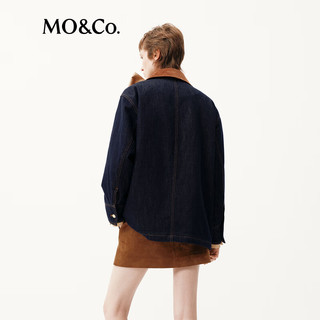  MO&Co./摩安珂 可拆卸 女士牛仔外套 羊毛领  牛仔蓝色 S