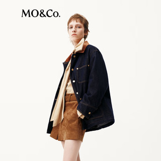  MO&Co./摩安珂 可拆卸 女士牛仔外套 羊毛领  牛仔蓝色 S