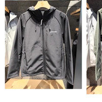 阿珂姆软壳衣休闲夹克连帽防风防泼水加绒保暖男外套 黑色 4XL