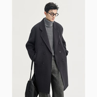 伯爵卓尔全羊毛双面呢大衣男士中长款石墨烯鹅绒内胆通勤外套2025冬季 山岩灰 【常规版-无内胆】 L (175)