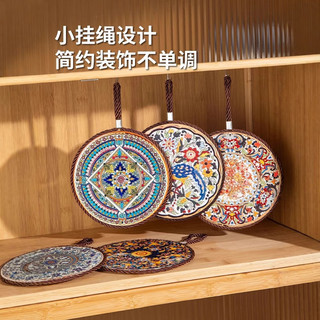 米良品新中式复古陶瓷软木隔热垫耐热砂锅防烫垫锅垫餐桌防滑餐盘垫 6片装混色
