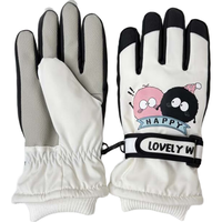 勋阳宇乐冬天儿童手套8-14岁款卡通玩雪防水保暖小孩滑雪手套 滑雪毛球(8-14)米白色 均码