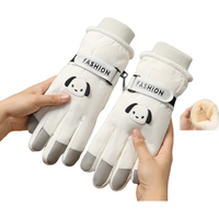 勋阳宇乐冬季小狗保暖骑行手套可触屏防滑防泼水加绒厚滑雪手套女防寒 半指手套颜色 均码