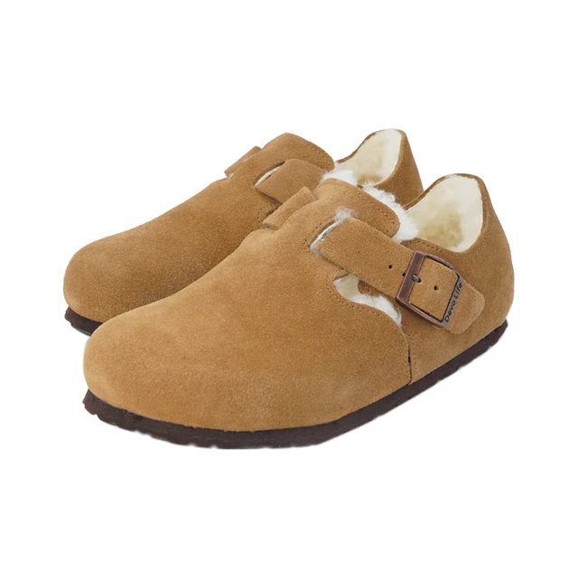 Devo的沃软木鞋休闲冬季毛加绒内里保暖包头勃肯鞋女鞋96008 黄棕反绒皮+羊毛 34 （正码正拍）