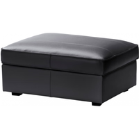 宜家（IKEA）KIVIK奇维三人真皮沙发头层牛皮欧式简约时尚客厅家居 黑色脚凳