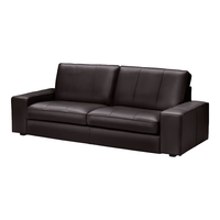 宜家（IKEA）KIVIK奇维三人真皮沙发头层牛皮欧式简约时尚客厅家居 三人/深褐色沙发
