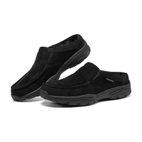 SKECHERS 斯凯奇 男鞋秋冬款一脚蹬男懒人鞋皮面简约休闲鞋户外