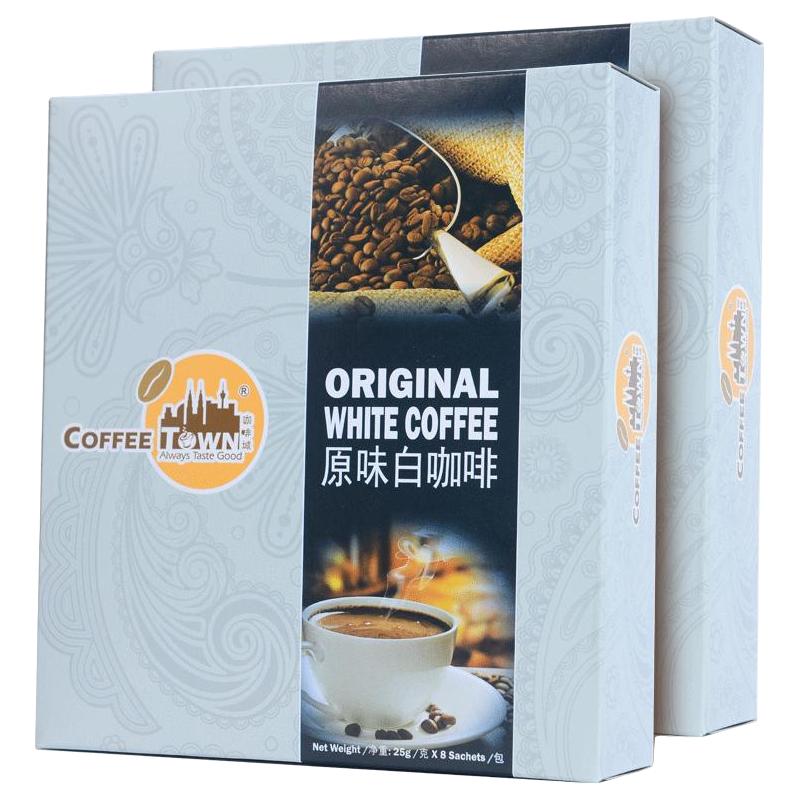 马来西亚咖啡城原味白咖啡无蔗糖二合一速溶咖啡粉特浓400g