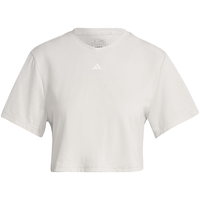 adidas 纯色Logo标识瑜伽运动宽松圆领短袖落肩袖T恤女款