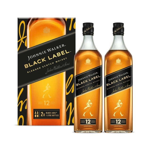限新用户：尊尼获加 黑牌调和苏格兰威士忌 40%vol 1L*2 双支装