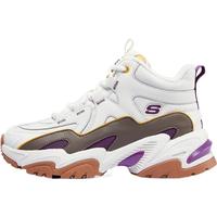 斯凯奇(Skechers)女鞋 冬季内里加绒潮流复古运动鞋高帮耐磨休闲鞋 酒红色/店长主推/37码及以上偏大 5.5/35.5/225