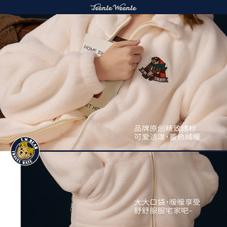 TEENIE WEENIE小熊加厚睡衣女士绒套装加绒加带帽厚家居服 泰迪咖 M 【参考100-120斤】