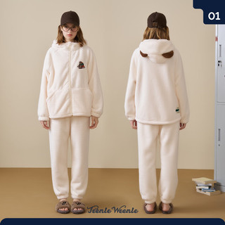 TEENIE WEENIE小熊加厚睡衣女士绒套装加绒加带帽厚家居服 泰迪咖 M 【参考100-120斤】