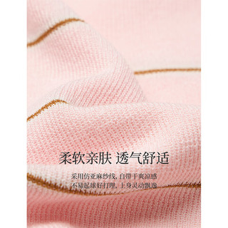 茵曼（INMAN）粉色慵懒风条纹针织衫2026春季女装轻薄宽松长袖套头上衣 粉条纹 S