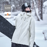 AWKA单板滑雪服女款2025专业冬季外套上衣男士成人3l防水加绒  奶白 WT70 XL
