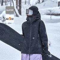 AWKA单板滑雪服女款2025专业冬季外套上衣男士成人3l防水加绒  黑 WT70 L