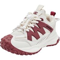 哈比熊（HOBIBEAR）儿童运动鞋春秋革面男童跑步鞋校园百搭女童鞋JD21G86米白/红39码 米白/红(革面)