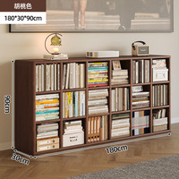 锦需实木客厅化书柜电视柜一体矮柜实木书架收纳储物下方置物柜子 【三层加深18格】180x30x90cm