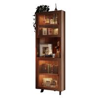 锦需实木角柜转角置物架客厅一体靠墙边三角柜家用卧室收纳柜拐角书柜 【橡胶木书柜】黑胡桃色56x39.5x180cm