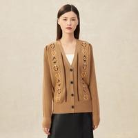 哥弟 真的好 几何图形V领羊毛开衫针织衫