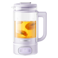 大宇（DAEWOO）洛神养生壶双层防烫迷你养生壶办公室家用养生烧水壶0.8L煮茶壶恒温水壶玻璃花茶壶YS10紫色标配