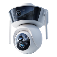 Rtako高清摄像头手机远程监控器家用360度无死角带夜视全景无线WIFI网络农村户外室外4g防水旋转球机 【鹰视三摄】WIFI款+4K双画面-64G内存卡