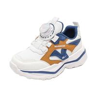 回力童鞋儿童旋钮扣运动鞋2024春秋时尚女童小白鞋男童透气跑步鞋 蓝棕 31码 内长约20.08cm