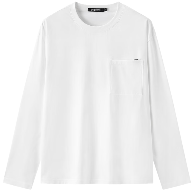 gxgjeans 25年秋新品 美式纯棉宽松长袖T恤 白色