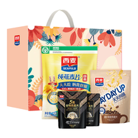 西麦年货节礼盒 花花礼盒含纯麦1000g+混合麦片450g+5黑燕麦片120g*2 花礼盒装净含量1690g