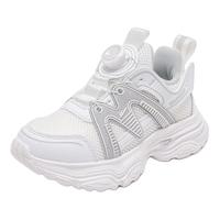 回力童鞋儿童旋钮扣运动鞋透气男童网面鞋子2024秋季女童软底鞋子 白色 33码 内长约21.18cm