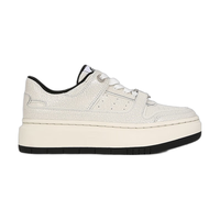 苏茵茵鞋子女2024爆裂纹牛皮时尚小白鞋厚底增高女士板鞋休闲运动鞋 白色 37