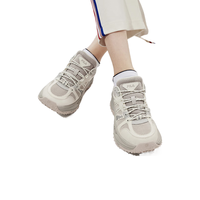 FILA 斐乐女鞋鱼刺3代老爹鞋2024春季休闲鞋厚底增高鞋运动鞋 银灰色/微白-SW 38