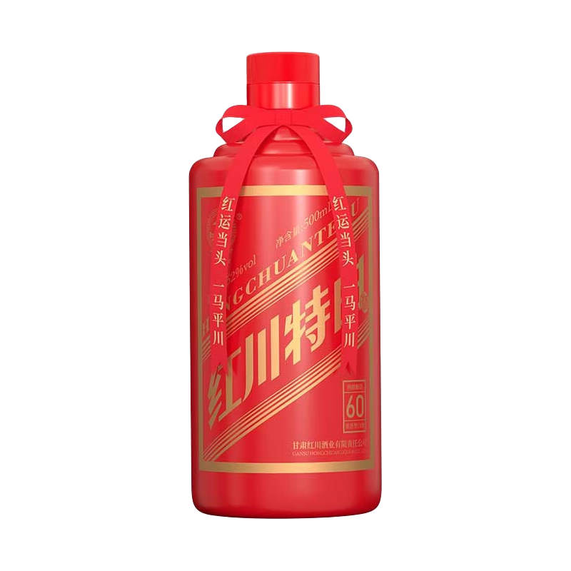  红川 纯粮 浓香型白酒  光瓶装 52%vol 500mL