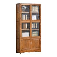 寻古红木家具非洲鸡翅木（学名：非洲崖豆木）书柜实木新中式书橱收纳储物柜 单个：长78*宽35*高198cm钢化