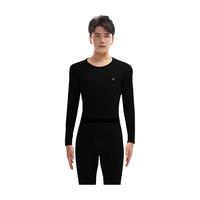 鸭鸭男士保暖裤南羊毛保暖亲肤发热高弹无痕吸汗透气舒适秋衣秋裤套装 经典黑 2XL 【140-160斤】