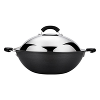 美亚（MEYER）轻油烟不生锈炒锅无涂层锅带盖金刚系列中华炒锅 明火 30/36 无涂层平底炒锅【明火】 36cm