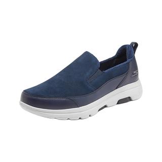 SKECHERS 斯凯奇 冬季绒面纯色小黑鞋尖头厚底缓震乐福鞋套脚鞋男216049 NVY海军蓝色 44