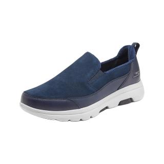 SKECHERS 斯凯奇 冬季绒面纯色小黑鞋尖头厚底缓震乐福鞋套脚鞋男216049 NVY海军蓝色 44