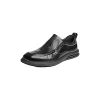 百丽男鞋通勤商务鞋男2024夏季牛皮革褶皱套脚爸爸鞋休闲皮鞋