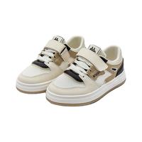 KAPPA KIDS卡帕童鞋春夏季儿童网面透气跑步鞋男童百搭休闲运动板鞋女童 米白/卡其 24