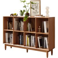 源氏木语实木书柜收纳柜一体展示柜樱桃木格子柜原木置物架矮书架1.5米 【樱桃木】1.5米B款书柜