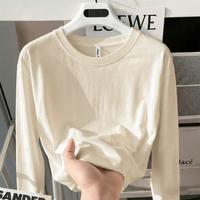 爱肯 长袖t恤秋季男女同款纯棉舒适圆领宽松日常休闲百搭冬季打底上衣